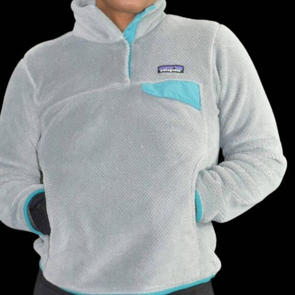 Patagonia ReTool Snap T Grey Pullover Fleece Turquoise Style 25442 Size Small - Picture 10 of 12